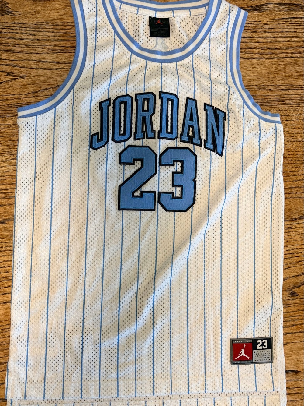 Jordan White and Light Blue Pinstripe Basketball 12-13